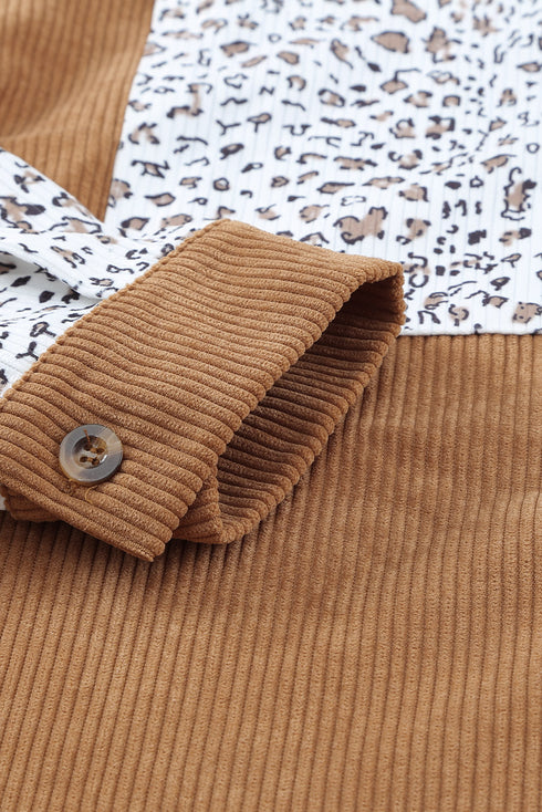 Patchwork Corduroy Buttoned Shirt Jacket